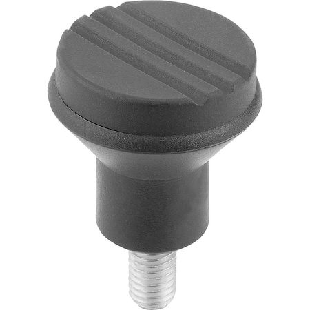 Kipp Mushroom Knob Size:2 D=M06X15 D1=25 Biopolymer, Black Ral7021 K0251.100690X15